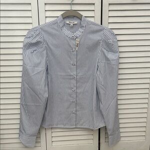 NWT Madewell Navy and White Striped Button-Up Shirt